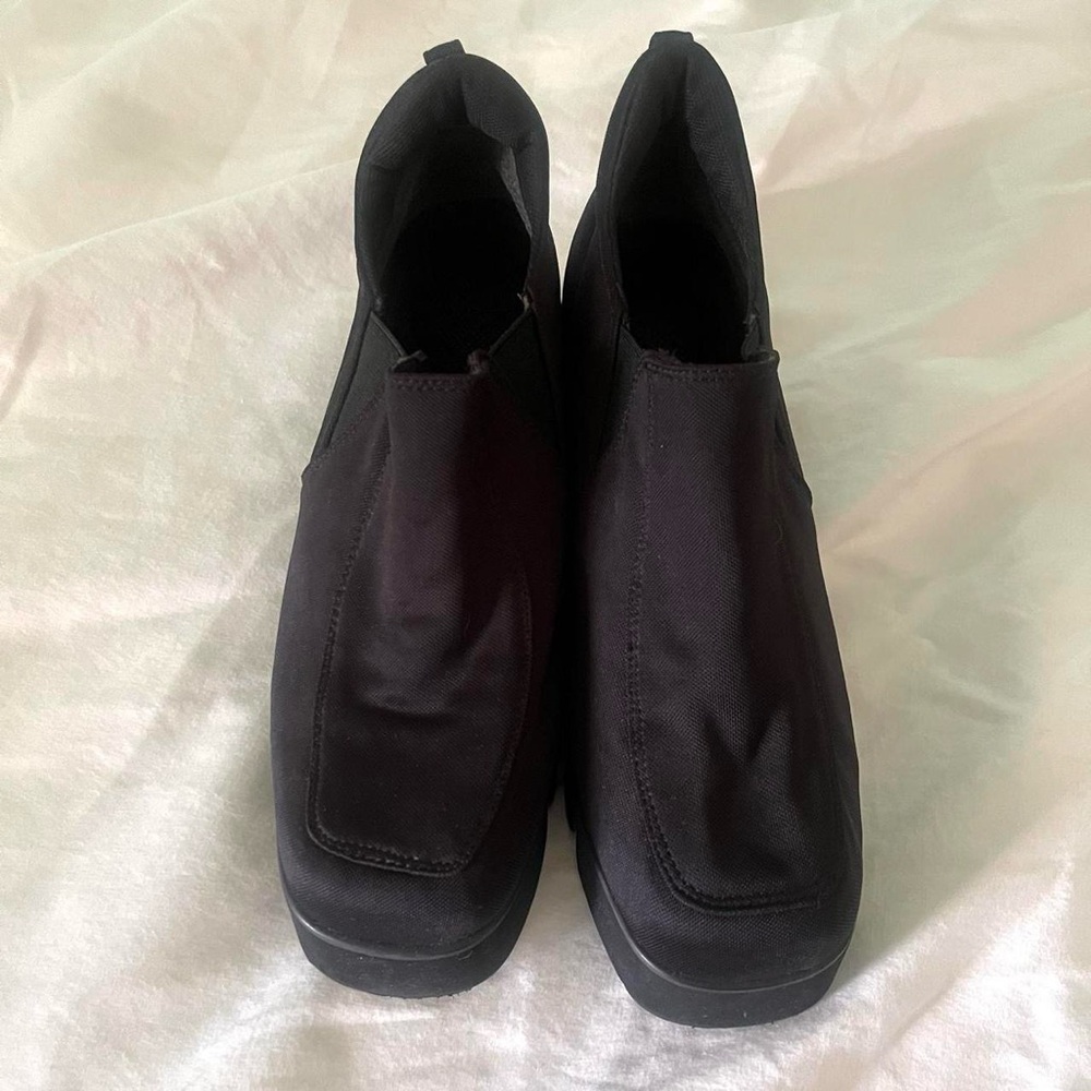 Cool and weird futuristic chunky slip on black wedge platform heels - Picture 6 of 11